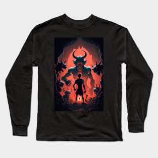 Anime Hero entering hell to fight demons and devils Long Sleeve T-Shirt